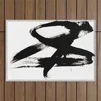 Brushstroke 2 - simple black and white Outdoor Rug Gallery Image 1
