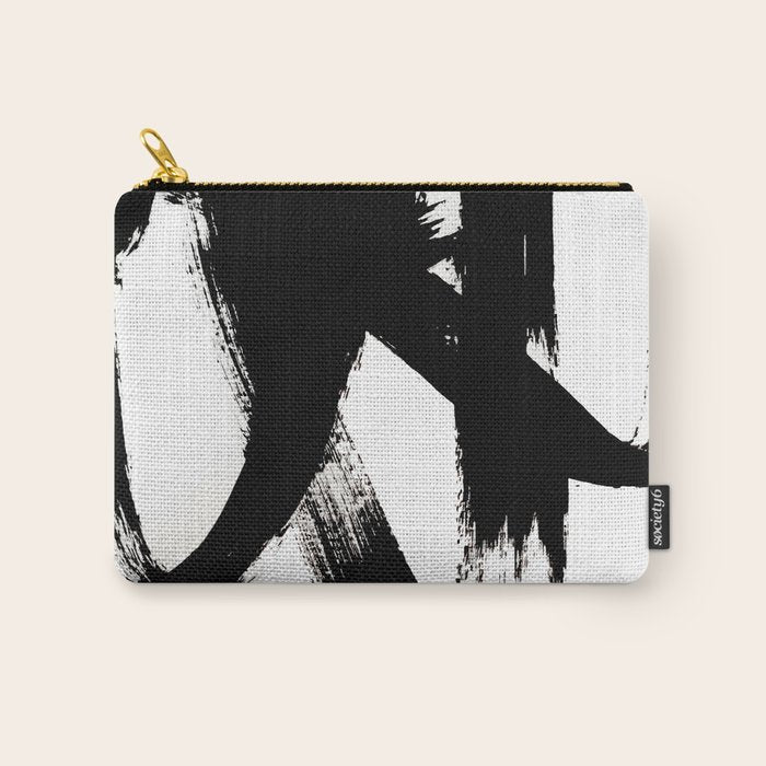 Brushstroke 2 - simple black and white Carry All Pouch Gallery Image 1