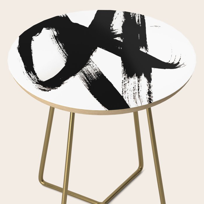 Brushstroke 2 - simple black and white Side Table Gallery Image 2