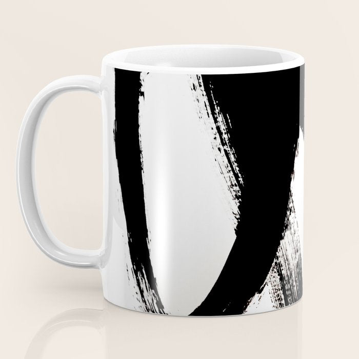 Brushstroke 2 - simple black and white Coffee Mug Gallery Image 3