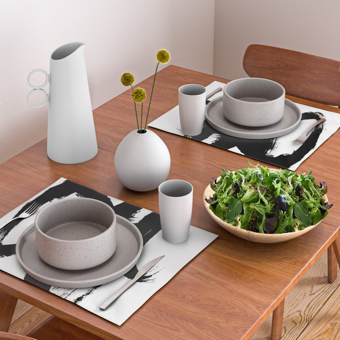 Brushstroke 2 - simple black and white Placemat Gallery Image 2