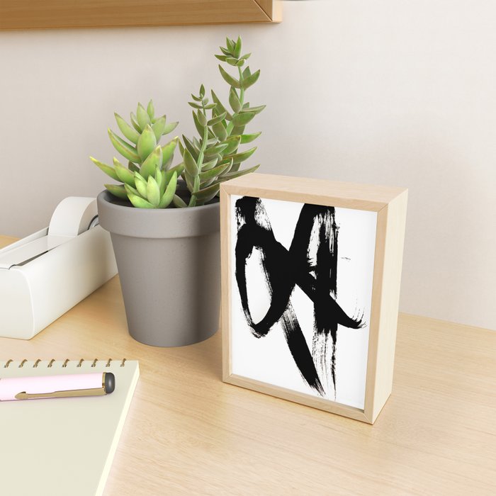 Brushstroke 2 - simple black and white Mini Art Print Gallery Image 2