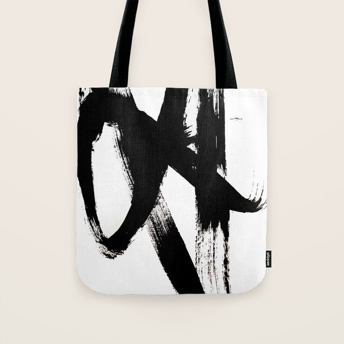 Brushstroke 2 - simple black and white Tote Bag Gallery Image 1