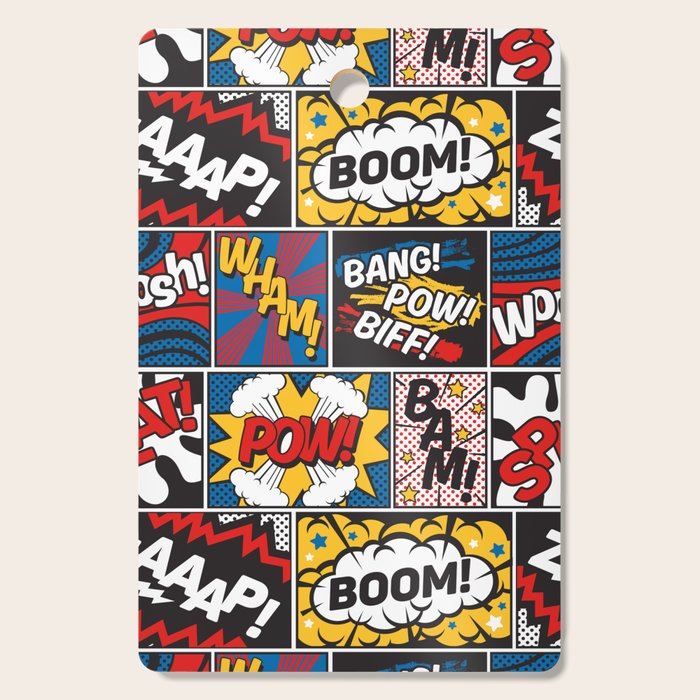 Modern Comic Book Superhero Pattern Color Colour Cartoon Lichtenstein Pop Art Cutting Board Gallery Image 1