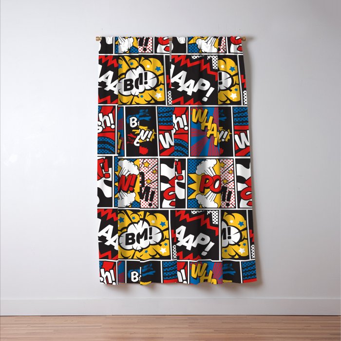 Modern Comic Book Superhero Pattern Color Colour Cartoon Lichtenstein Pop Art Window Curtain Gallery Image 3
