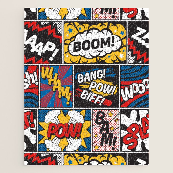 Modern Comic Book Superhero Pattern Color Colour Cartoon Lichtenstein Pop Art Jigsaw Puzzle Gallery Image 1