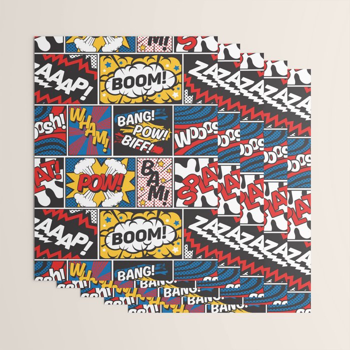 Modern Comic Book Superhero Pattern Color Colour Cartoon Lichtenstein Pop Art Wrapping Paper Gallery Image 3