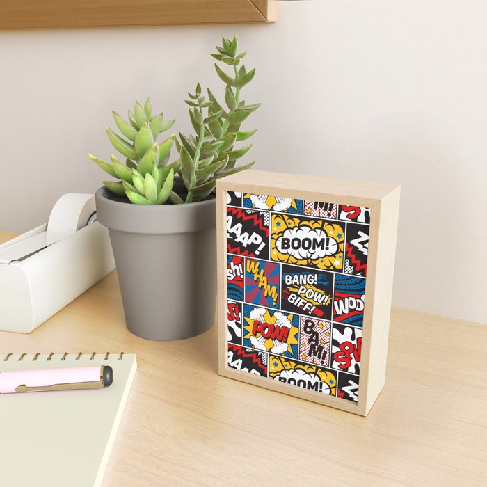 Modern Comic Book Superhero Pattern Color Colour Cartoon Lichtenstein Pop Art Mini Art Print Gallery Image 2