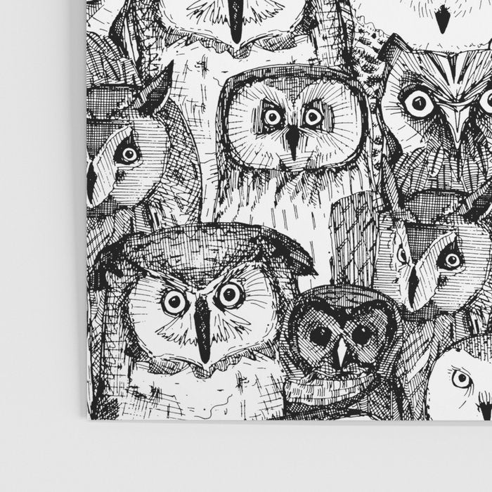 just owls black white Poster Gallery Image 3
