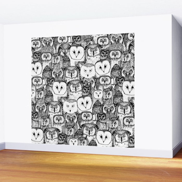 just owls black white Wall Mural Gallery Image 2