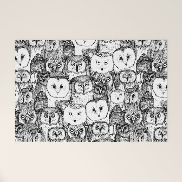 just owls black white Welcome Mat Gallery Image 1