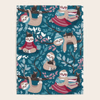 Hygge sloth // turquoise and red Poster Gallery Image 4