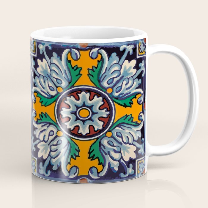 Mandala mexican talavera tile ceramic mosaic Coffee Mug Gallery Image 1