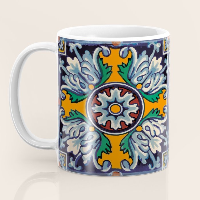 Mandala mexican talavera tile ceramic mosaic Coffee Mug Gallery Image 3