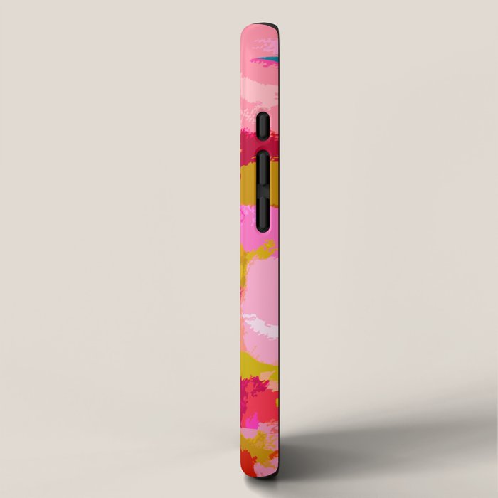Abstracted Flower Painting in Hot Pink, red, spring green iPhone Case Gallery Image 2