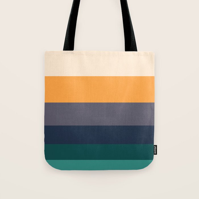 Mid Century Modern Minimalist Color Block Pattern Yellow Grey Green Tote Bag Gallery Image 1