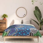 Authentic Aboriginal Art - The River (green) Comforter Gallery Image 3