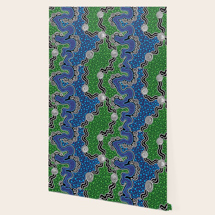 Authentic Aboriginal Art - The River (green) Wallpaper Gallery Image 2