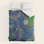 Authentic Aboriginal Art - The River (green) Duvet Cover Gallery Image 6