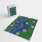 Authentic Aboriginal Art - The River (green) Jigsaw Puzzle Gallery Image 2