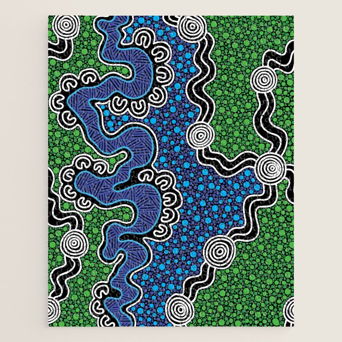 Authentic Aboriginal Art - The River (green) Jigsaw Puzzle Gallery Image 1