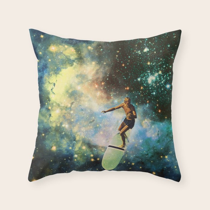 Cosmic Surfer Throw Pillow Gallery Image 1