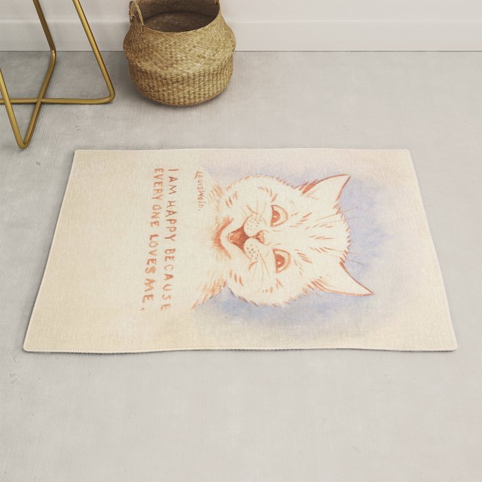 'I Am Happy Because Every One Loves Me' Louis Wain Cat Rug Gallery Image 1