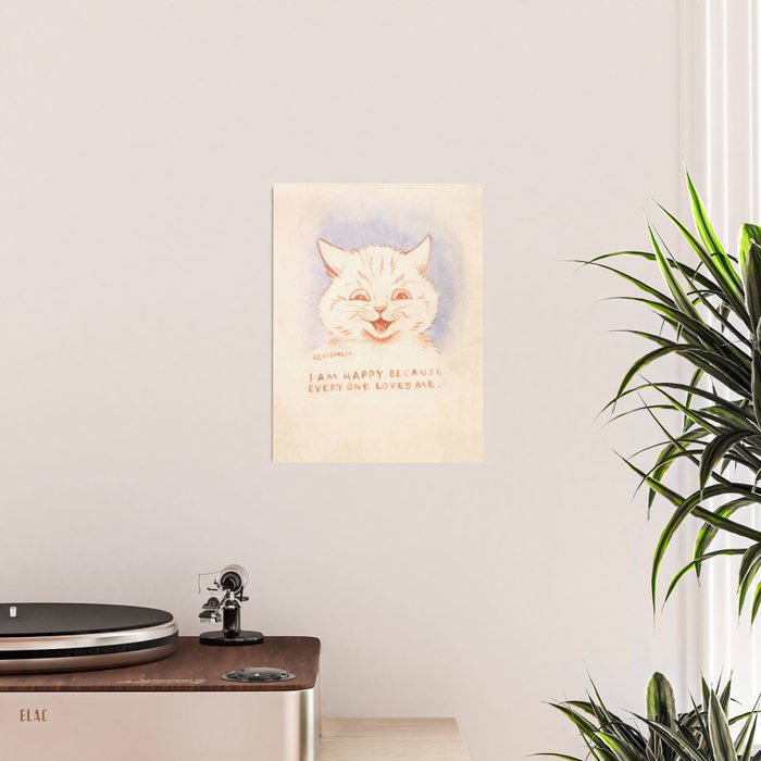 'I Am Happy Because Every One Loves Me' Louis Wain Cat Poster Gallery Image 2