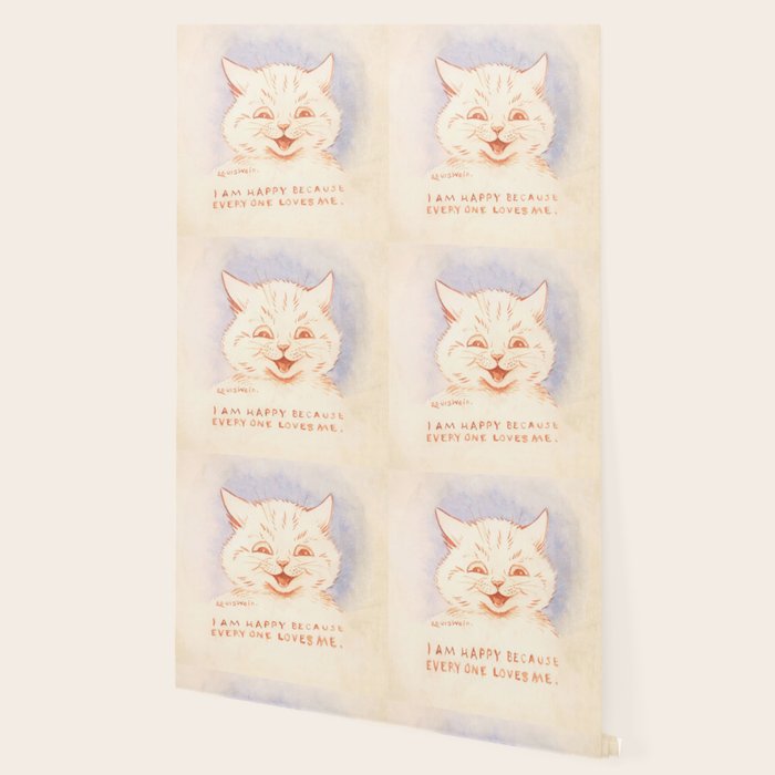 'I Am Happy Because Every One Loves Me' Louis Wain Cat Wallpaper Gallery Image 2
