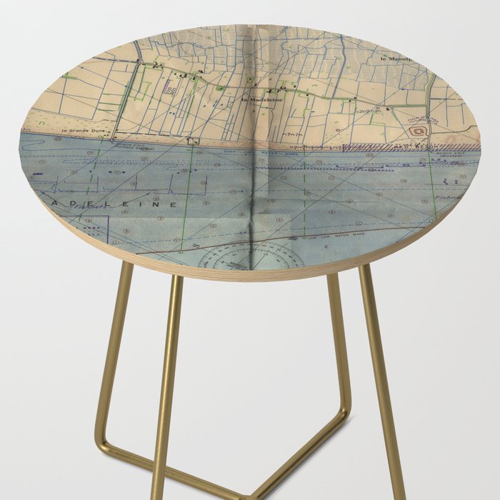 Vintage Utah Beach D-Day Invasion Map (1944) Side Table Gallery Image 2