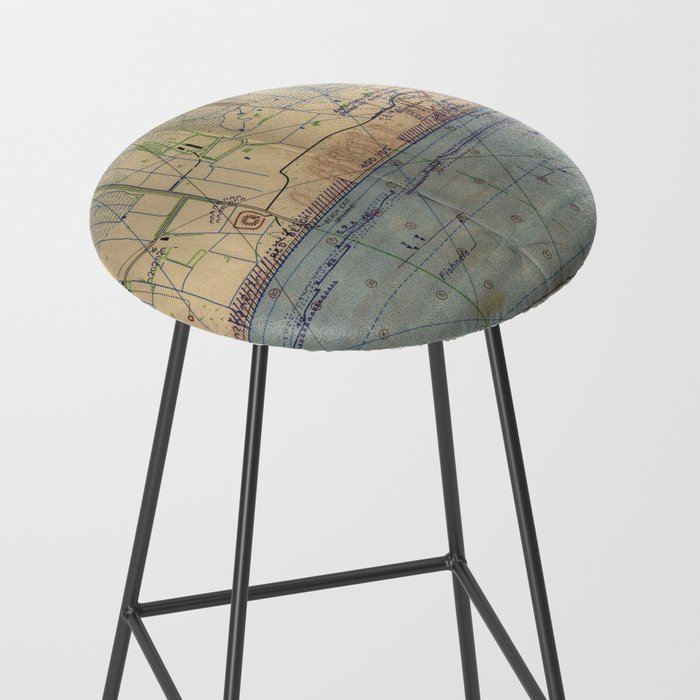 Vintage Utah Beach D-Day Invasion Map (1944) Stool Gallery Image 2
