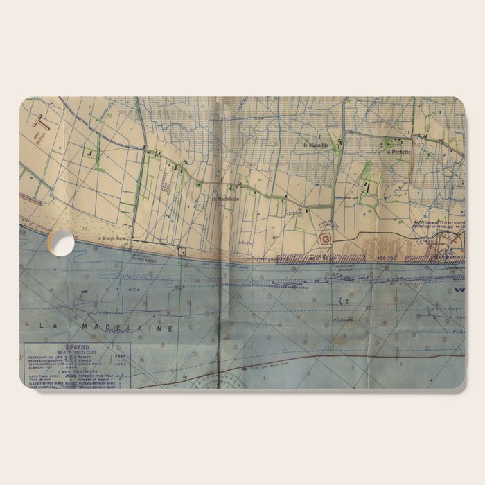 Vintage Utah Beach D-Day Invasion Map (1944) Cutting Board Gallery Image 1
