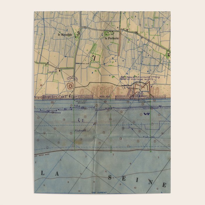 Vintage Utah Beach D-Day Invasion Map (1944) Poster Gallery Image 4
