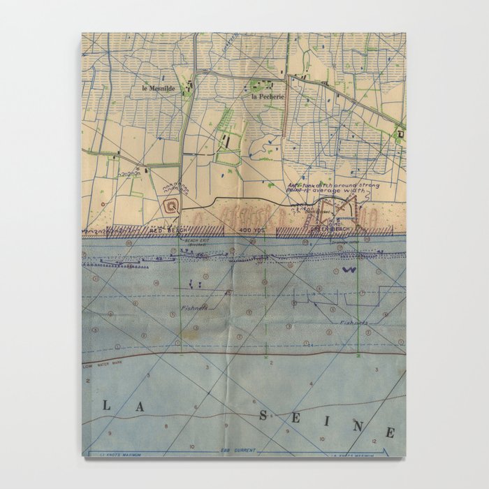 Vintage Utah Beach D-Day Invasion Map (1944) Notebook Gallery Image 4