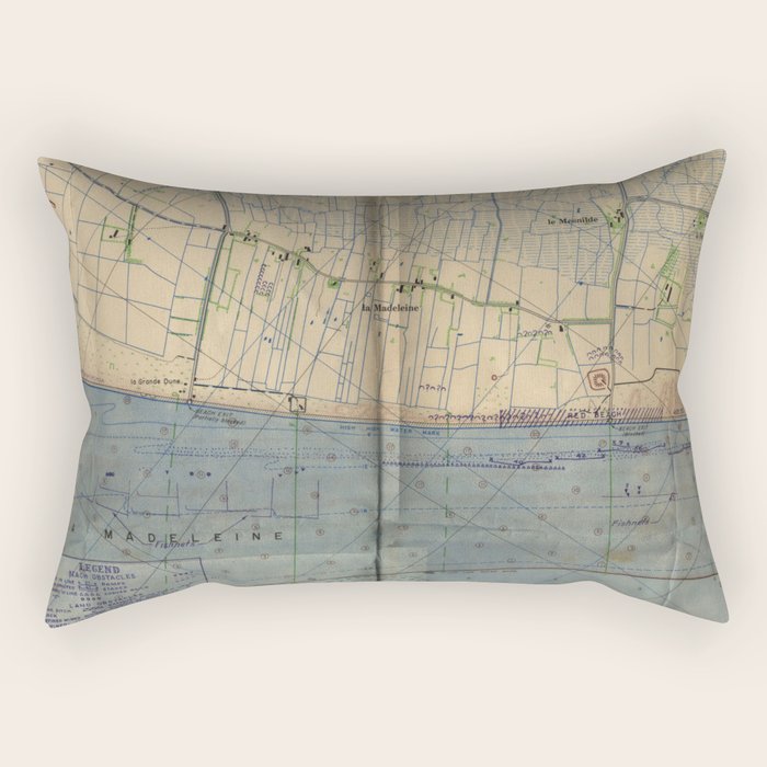 Vintage Utah Beach D-Day Invasion Map (1944) Rectangular Pillow Gallery Image 2
