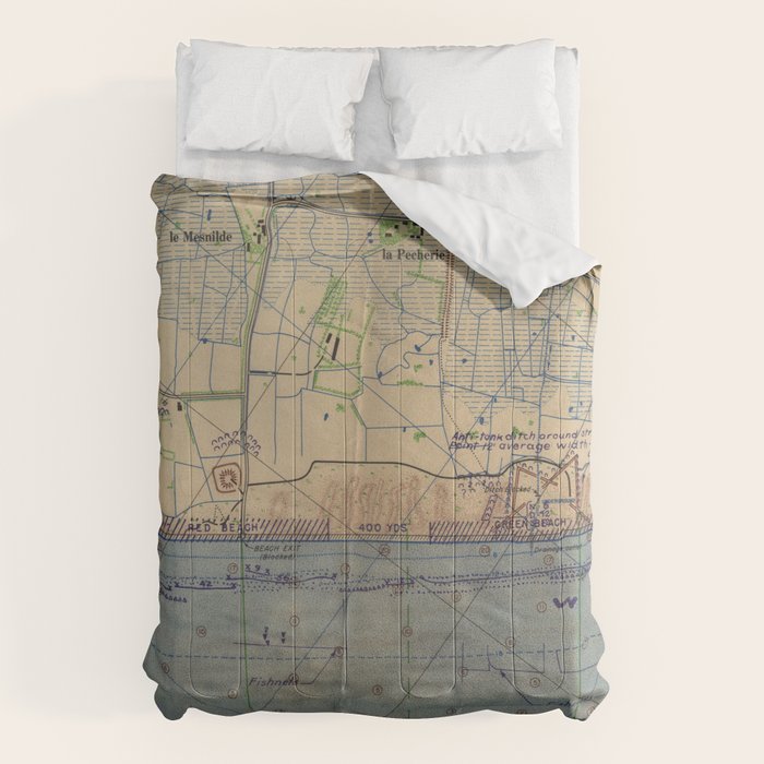 Vintage Utah Beach D-Day Invasion Map (1944) Comforter Gallery Image 6