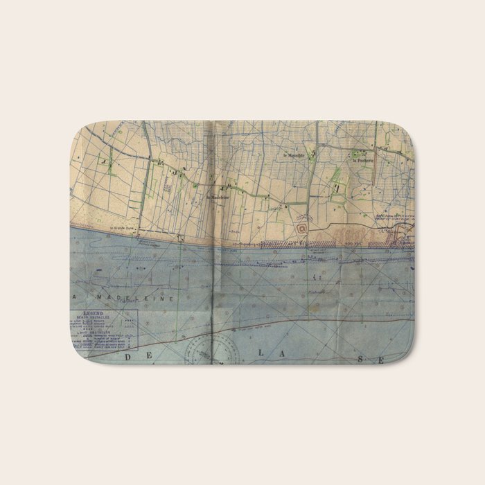 Vintage Utah Beach D-Day Invasion Map (1944) Bath Mat Gallery Image 1
