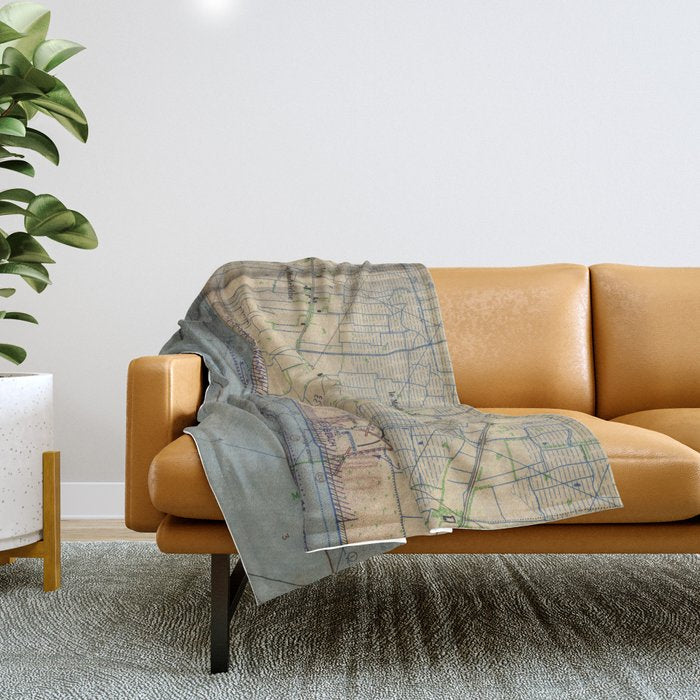 Vintage Utah Beach D-Day Invasion Map (1944) Throw Blanket Gallery Image 1