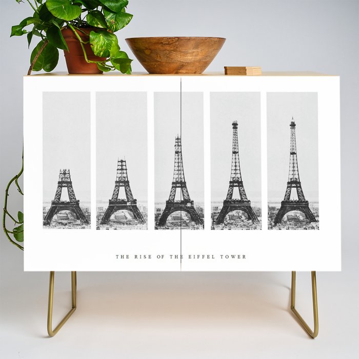 1888-1889 The Rise of the Eiffel Tower Construction Sequence black and white photography Credenza Gallery Image 1