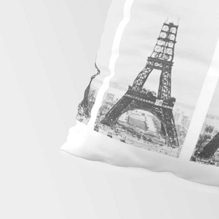 1888-1889 The Rise of the Eiffel Tower Construction Sequence black and white photography Pillow Sham Gallery Image 4