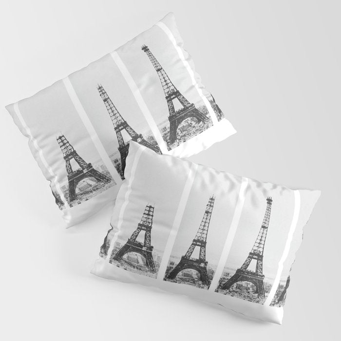 1888-1889 The Rise of the Eiffel Tower Construction Sequence black and white photography Pillow Sham Gallery Image 3