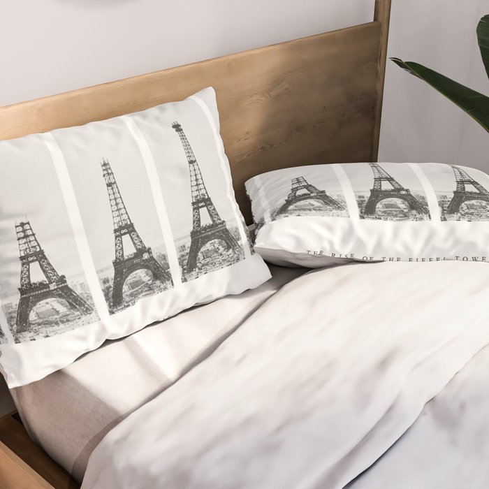 1888-1889 The Rise of the Eiffel Tower Construction Sequence black and white photography Pillow Sham Gallery Image 2
