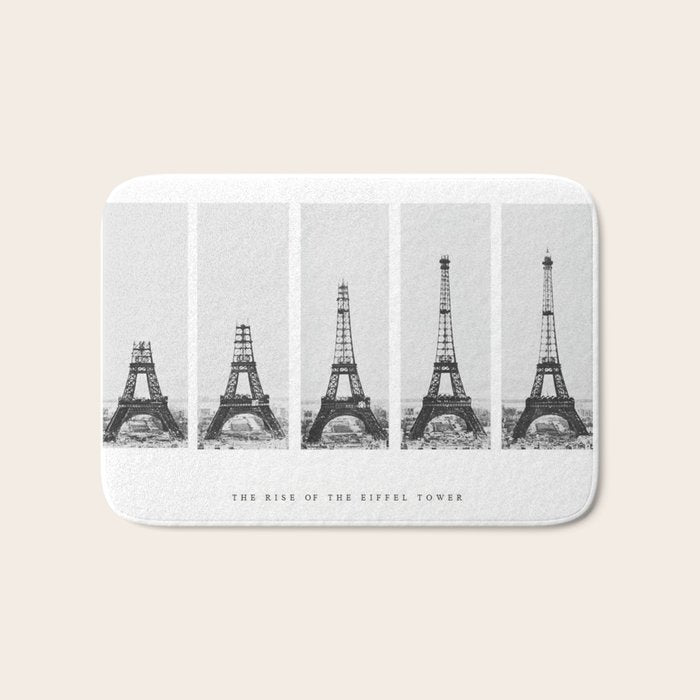 1888-1889 The Rise of the Eiffel Tower Construction Sequence black and white photography Bath Mat Gallery Image 1
