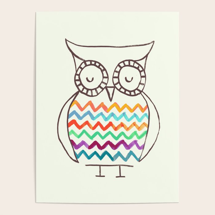 Chevron Owl Poster Gallery Image 1