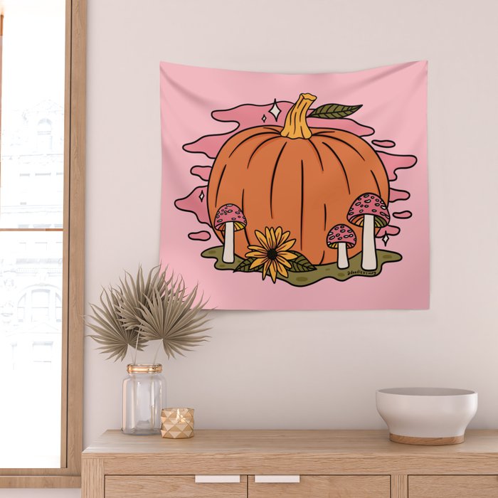 Fall Pumpkin Wall Tapestry Gallery Image 2