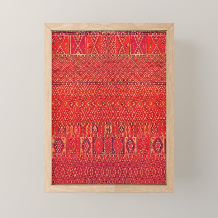 Orange Traditional Moroccan Berber Rug Design B30 Mini Art Print Gallery Image 1
