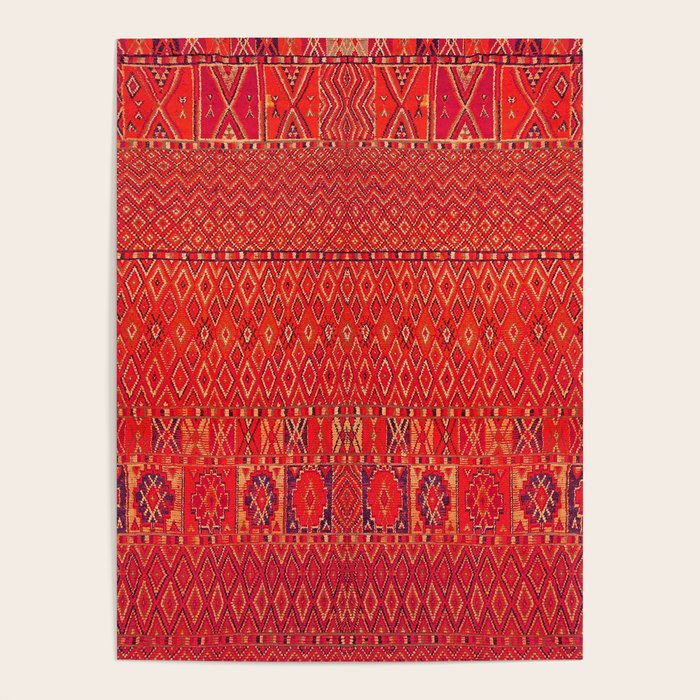 Orange Traditional Moroccan Berber Rug Design B30 Poster Gallery Image 1