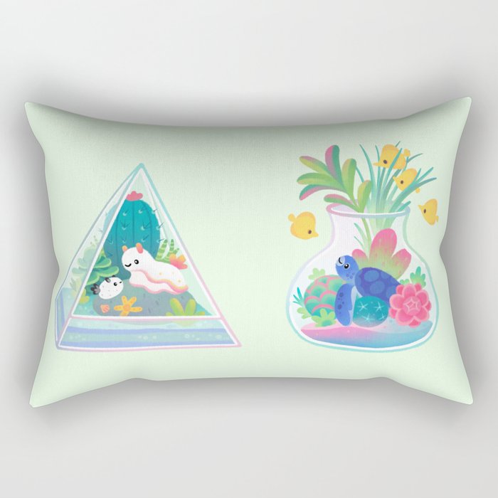 Ocean terrarium - Sea turtle Rectangular Pillow Gallery Image 1