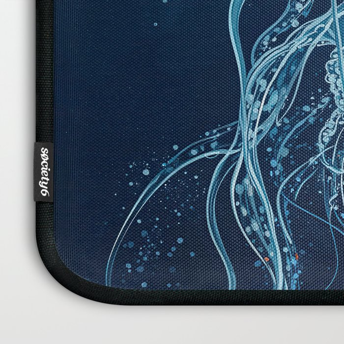 Japandi Wall Art Jellyfish Painting Blue Maximalist Japanese Wall Art Ocean White and Blue Poster Laptop Sleeve Gallery Image 3