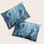 Japandi Wall Art Jellyfish Painting Blue Maximalist Japanese Wall Art Ocean White and Blue Poster Pillow Sham Gallery Image 3